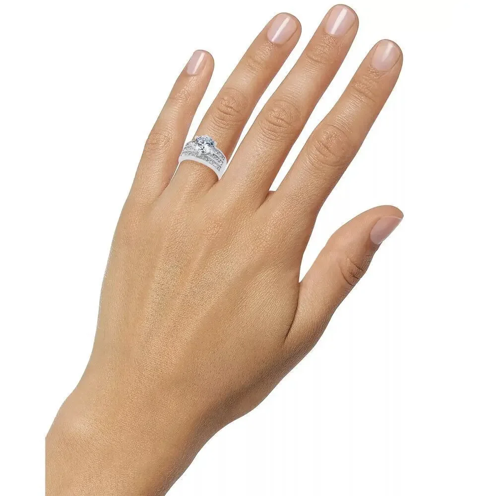 Charter Club Crystal Triple-Row Ring Silver Plate Size 8 | NWT